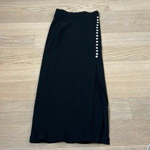 Zara button trim rib skirt in black size medium